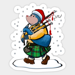 The Scottish Mole Of Kintyre Plays Bagpipes At Christmas! Sticker